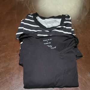 3x Torrid Black and White Striped Tees